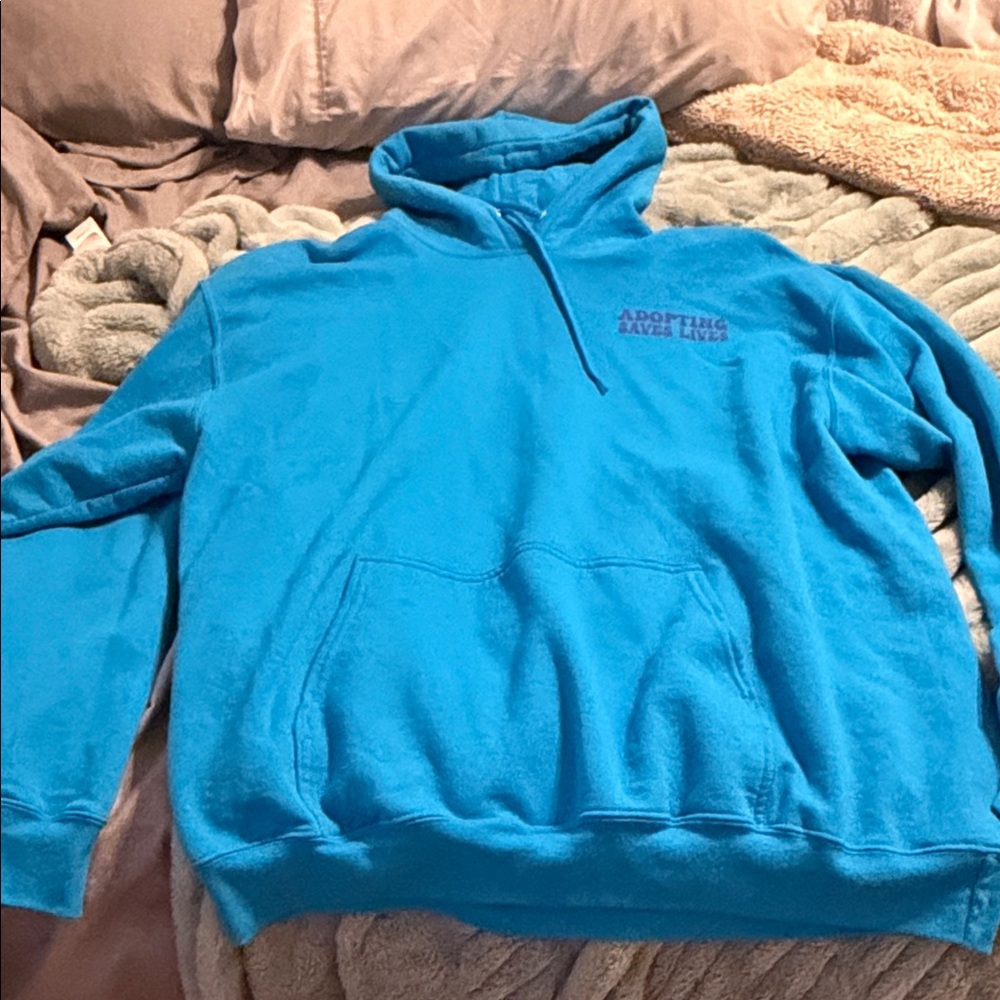 Urban Suburban Bright Teal Graphic Hoodie - 'Adopt' Chest Print